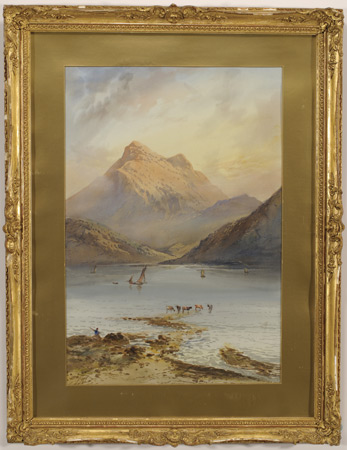 Watercolor of Lake and Mountain