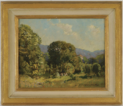 Landscape of meadow surrounded by trees