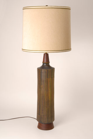 Green and Brown Studio Pottery Lamp