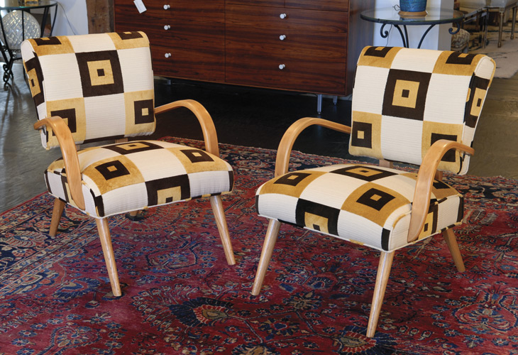 Pair of 1940's Lounge Chairs with Bent Wood Arms