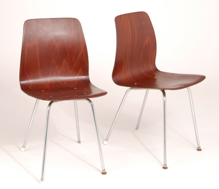 Pair of moulded plywood chairs