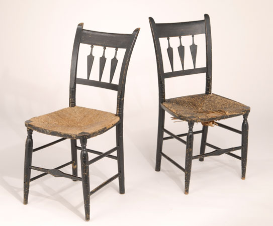 Pair of Federal Rush Seat Side Chairs
