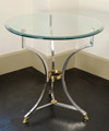 Chrome and brass side table with glass top