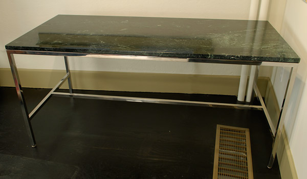 Chrome Desk with Green Marble Top