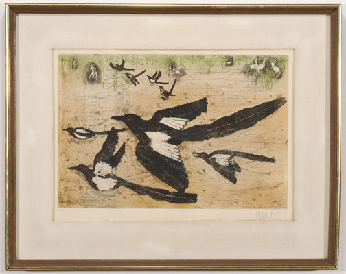 Lithograph of Magpies