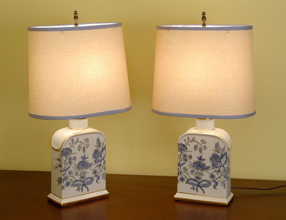 Pair of blue Floral Deocrated Lamps