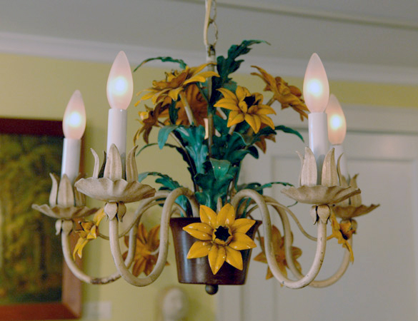 Painted Floral Tole Chandelier