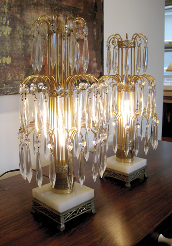 Pair of Crystal Waterfall Lamps