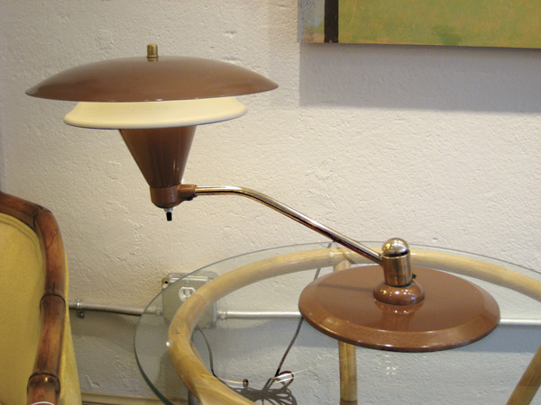 Brown Enamel and Brass Desk Lamp