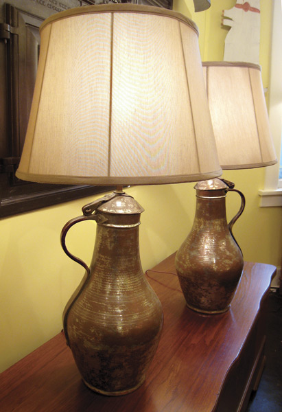 Pair of Copper and Steel Jug Lamps
