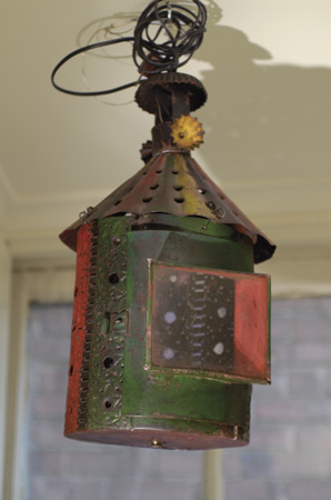 Hanging pierced tin lantern