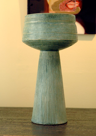 Stoneware vessel with long stem