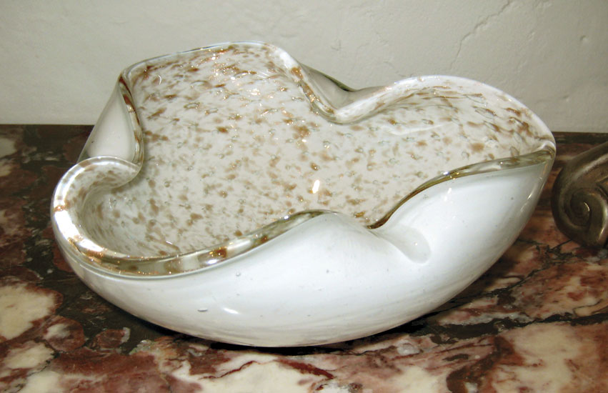 White and Gold Murano Ashtray