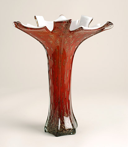 Red White and Gold Murano Vase