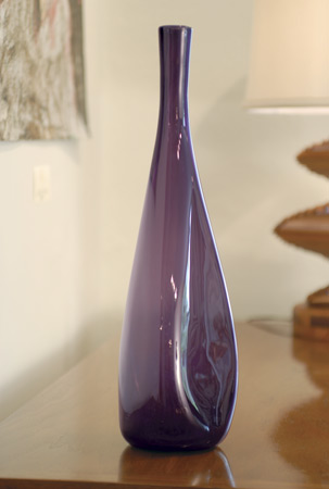Hand blown purple glass vase