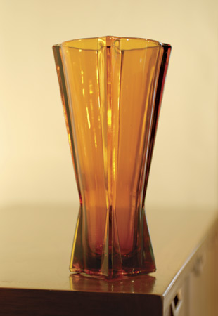 Amber four sided vase