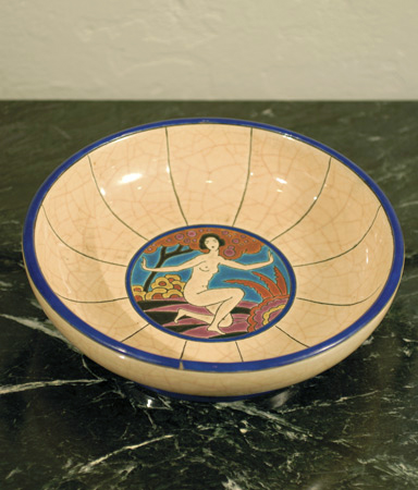 Enamel Longwy Footed Bowl