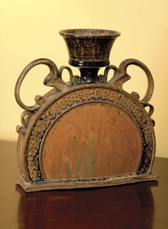 Stoneware vase with two handles